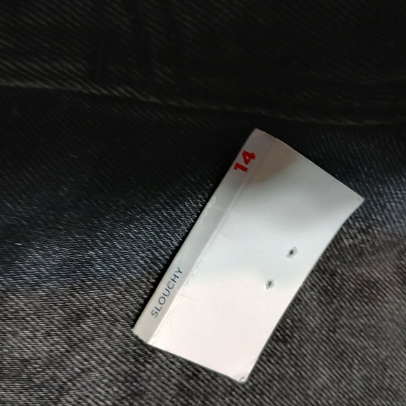 Old Navy High Rise Slouchy Straight Black Denim Jeans Size 14 Button Fly Grunge - Picture 5 of 13